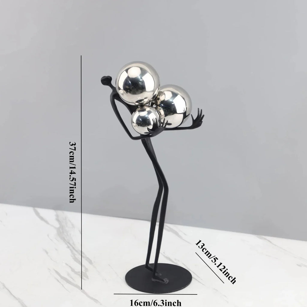 Human Sculpture with Decorative Metal Balls | Mixed (Metal and) Figure Sculpture | in-room display | Abstract home decor | House of Avana