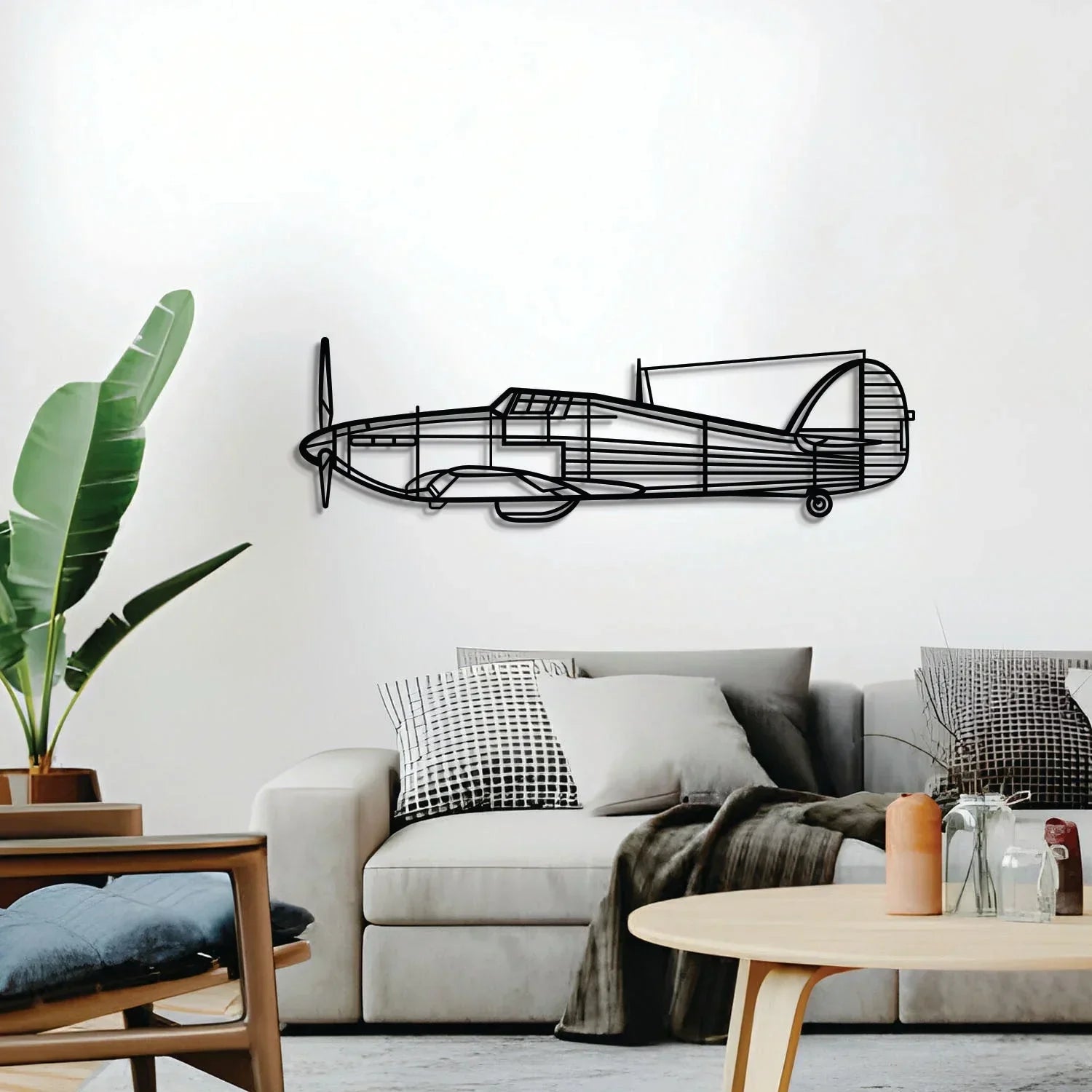 Hurricane Mk I Metal Aircraft Wall Art - Ncp0572, back view - House Of Avana
