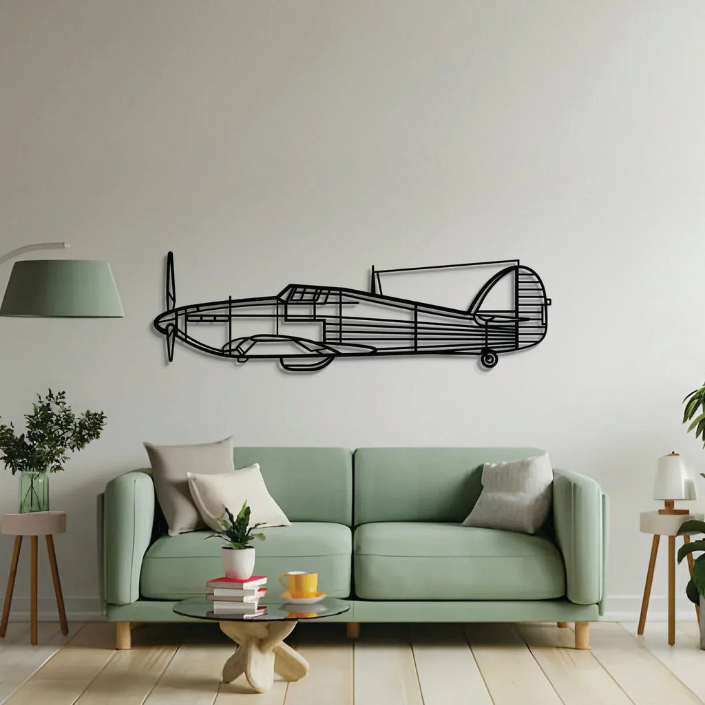Hurricane Mk I Metal Aircraft Wall Art - Ncp0572, side view - House Of Avana