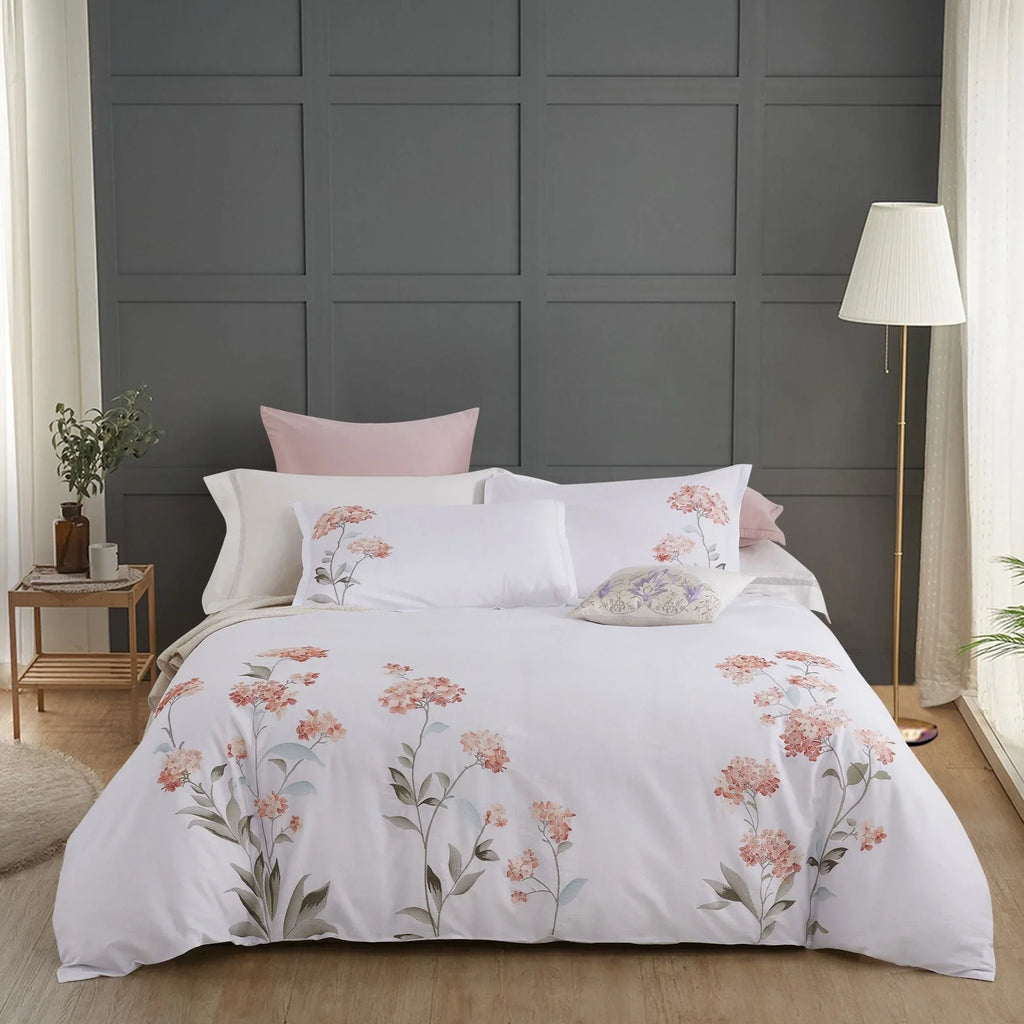 Hydrangea 100% Cotton Embroidered Duvet Cover Set Mélange Home