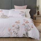 Hydrangea 100% Cotton Embroidered Duvet Cover Set Mélange Home