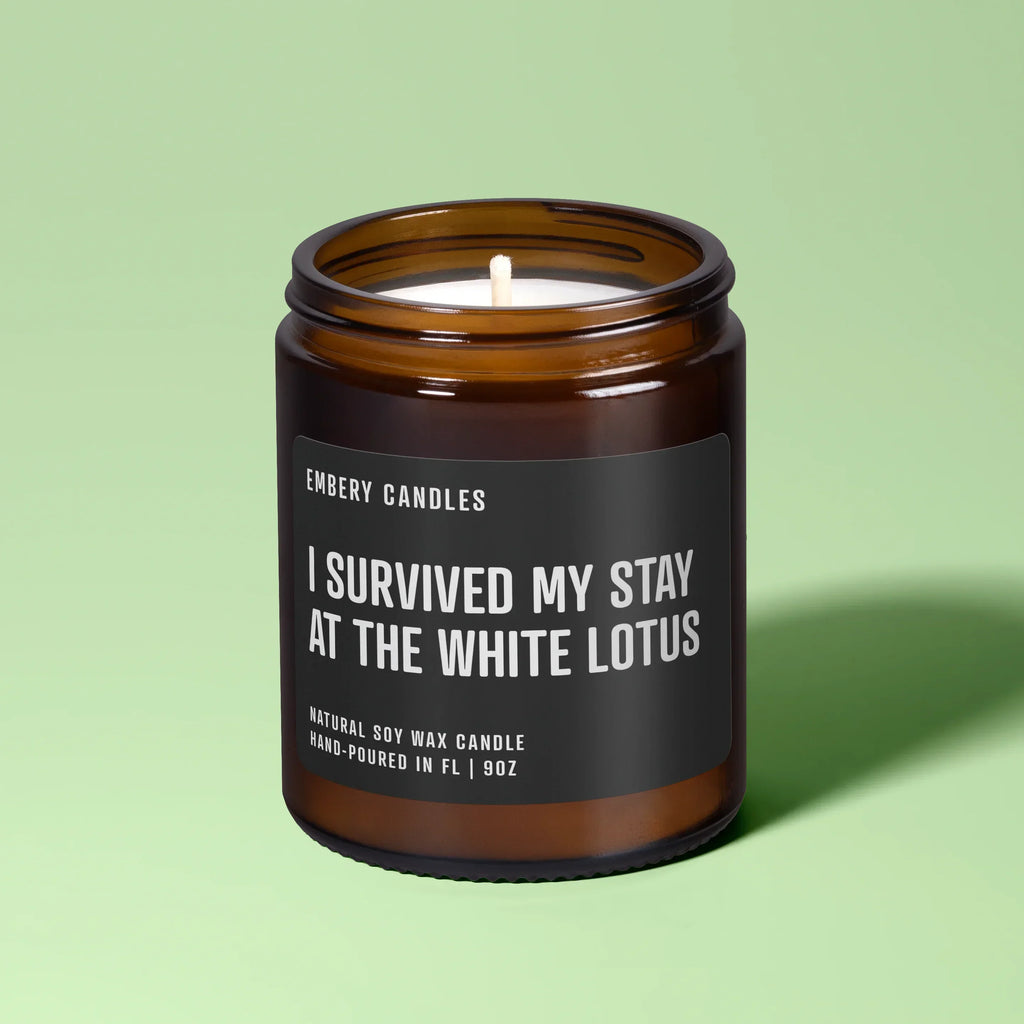 I Survived the White Lotus | Soy Wax Scented Candle, front view - House Of Avana