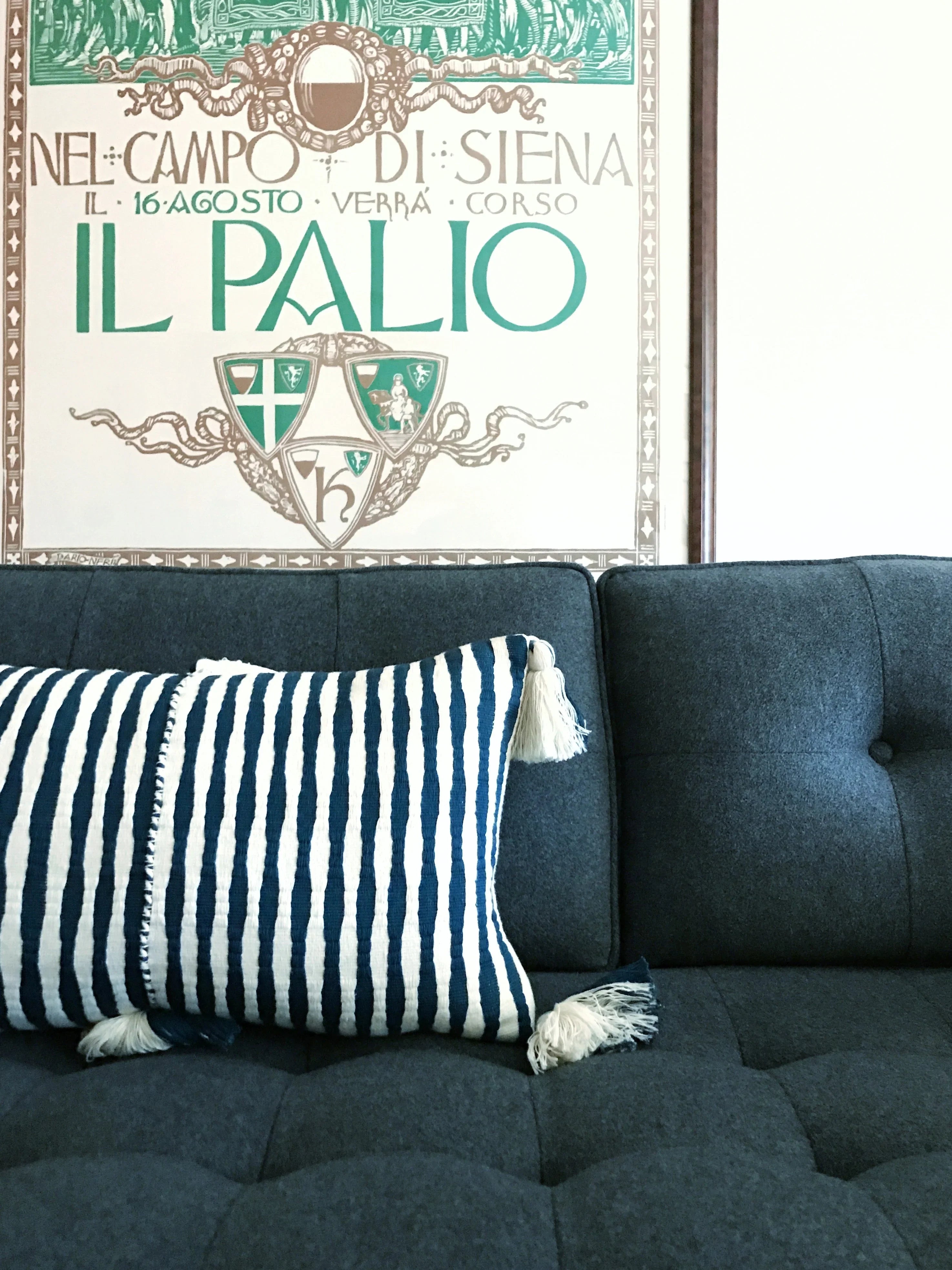 Antigua Pillow - Dark Teal Blue Archive New York