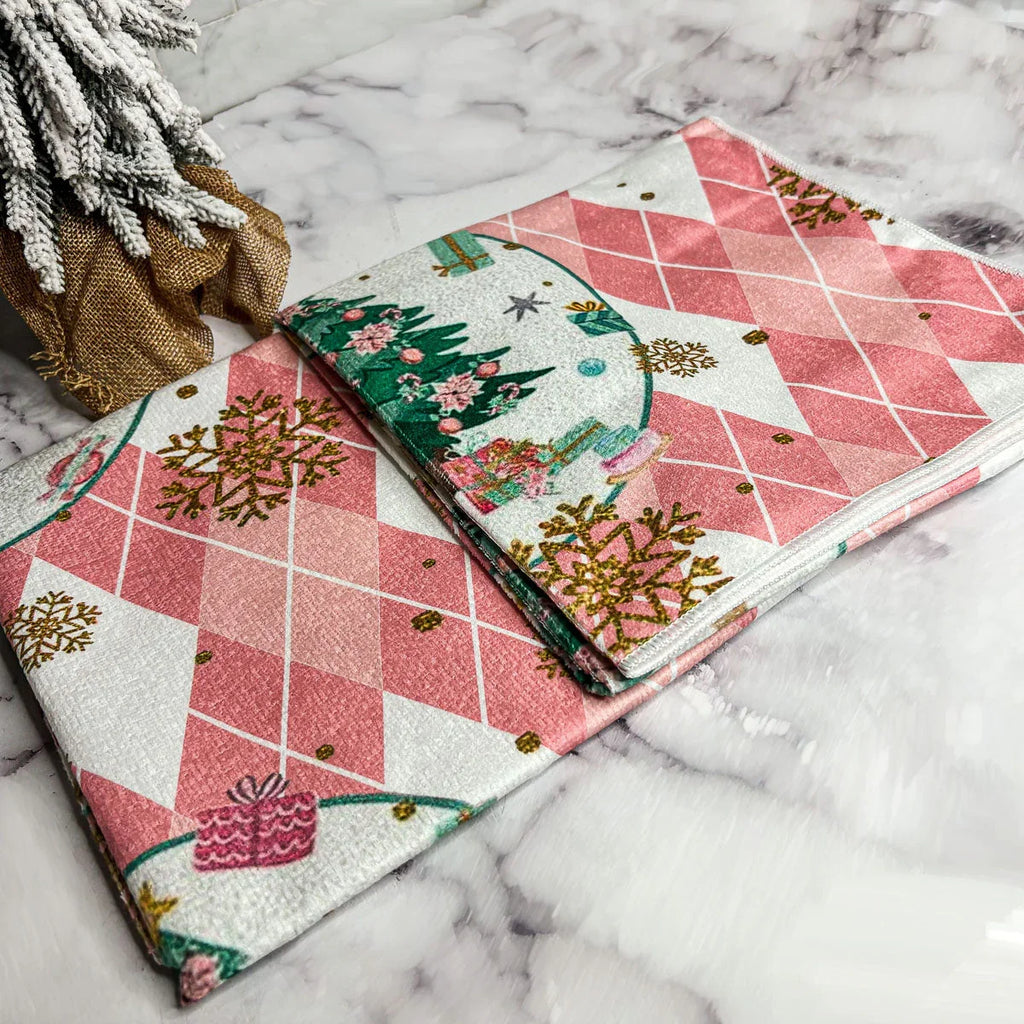 Pink Christmas Hand Towel Gia Roma
