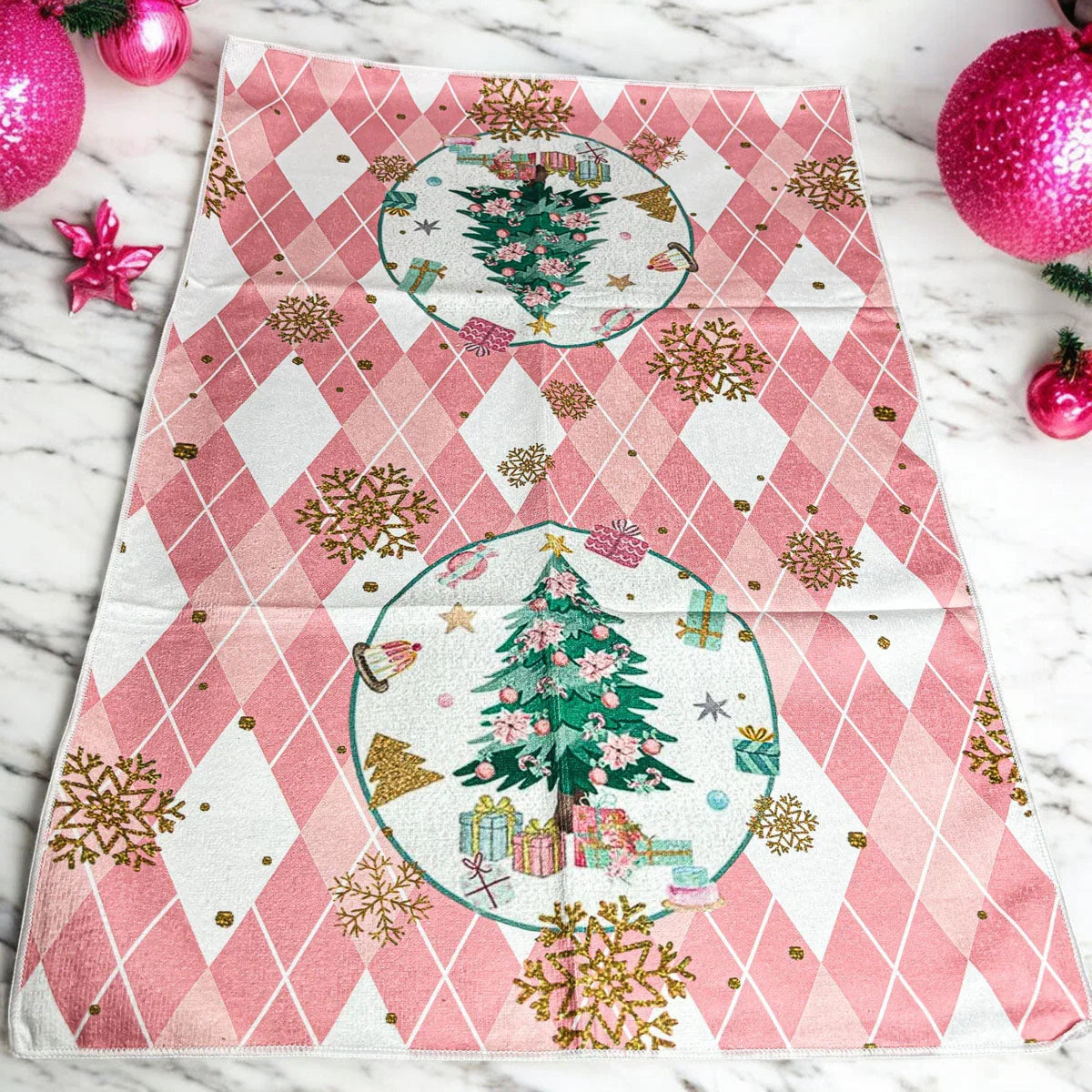 Pink Christmas Hand Towel Gia Roma