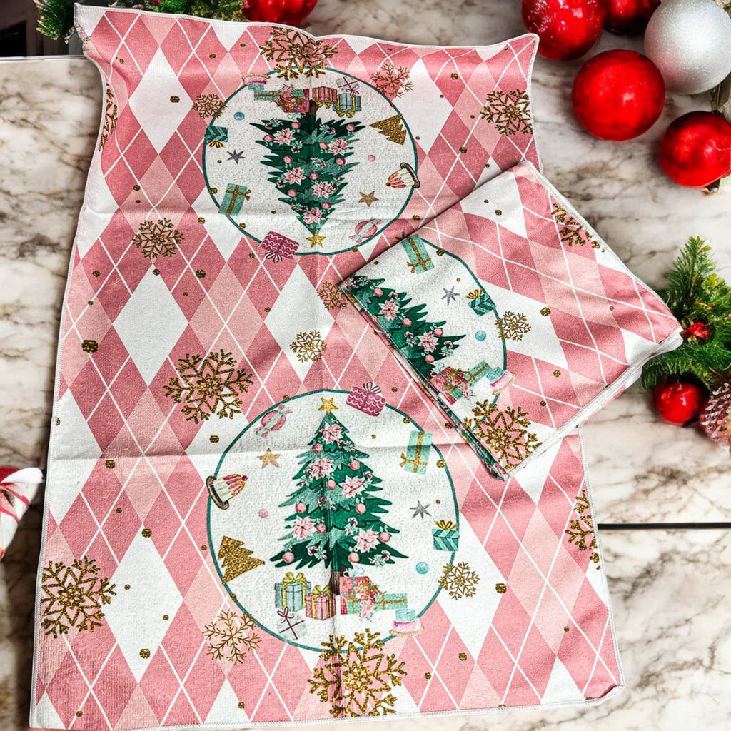 Pink Christmas Hand Towel Gia Roma