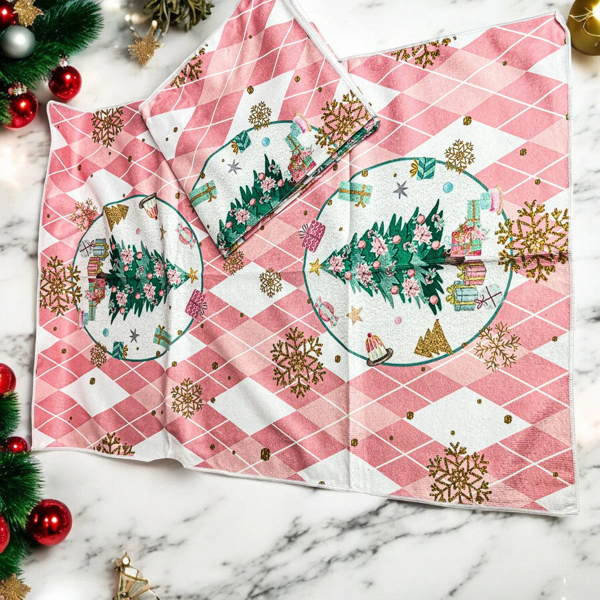 Pink Christmas Hand Towel Gia Roma