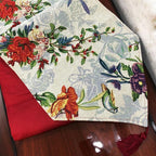 DaDa Bedding Floral Roses Tropical Paradise Birds Woven Tapestry Dining Table Runner (18116) DaDalogy Bedding Collection