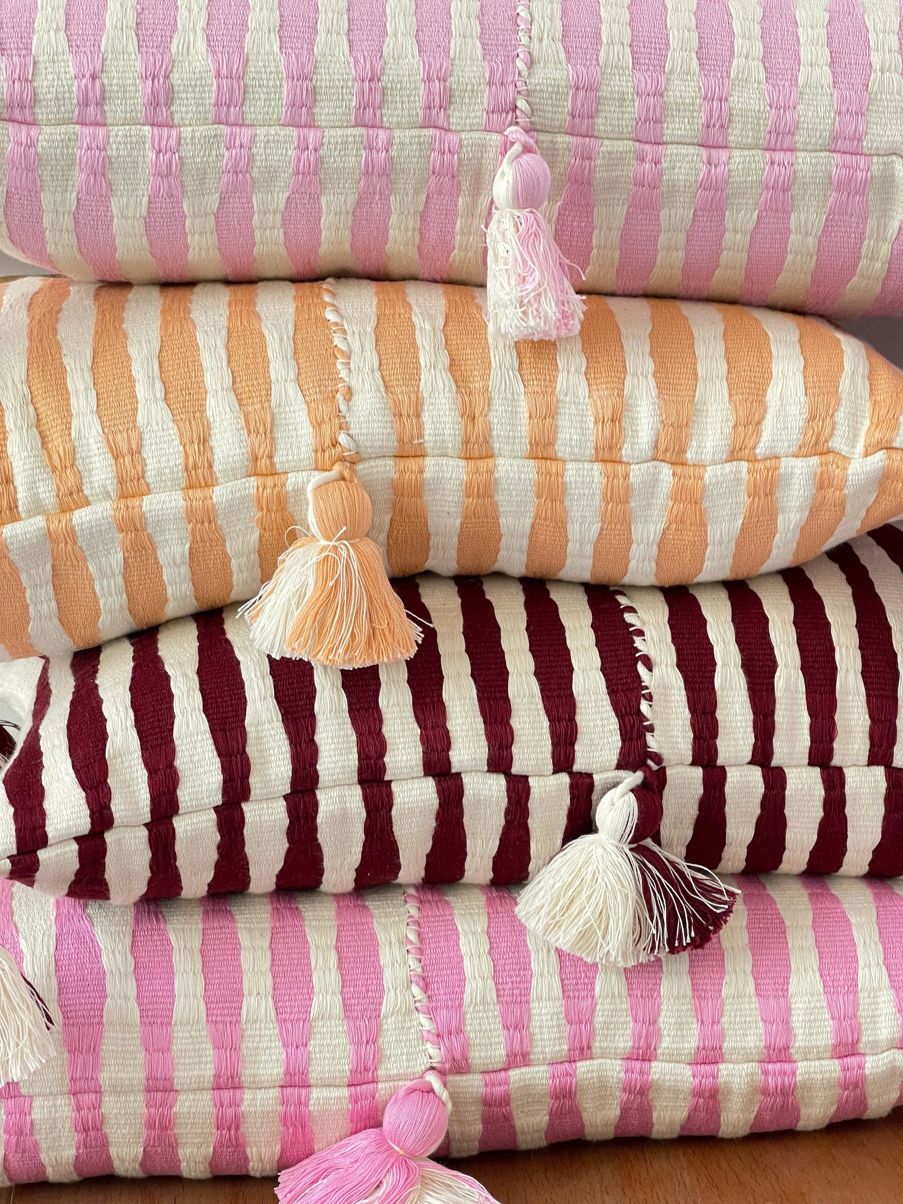 Antigua Pillow - Burgundy Stripe Archive New York