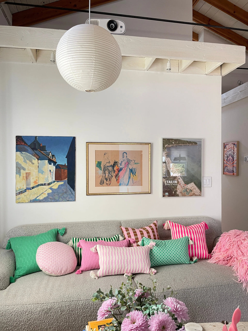 Antigua Pillow - Neon Pink and Yellow Archive New York