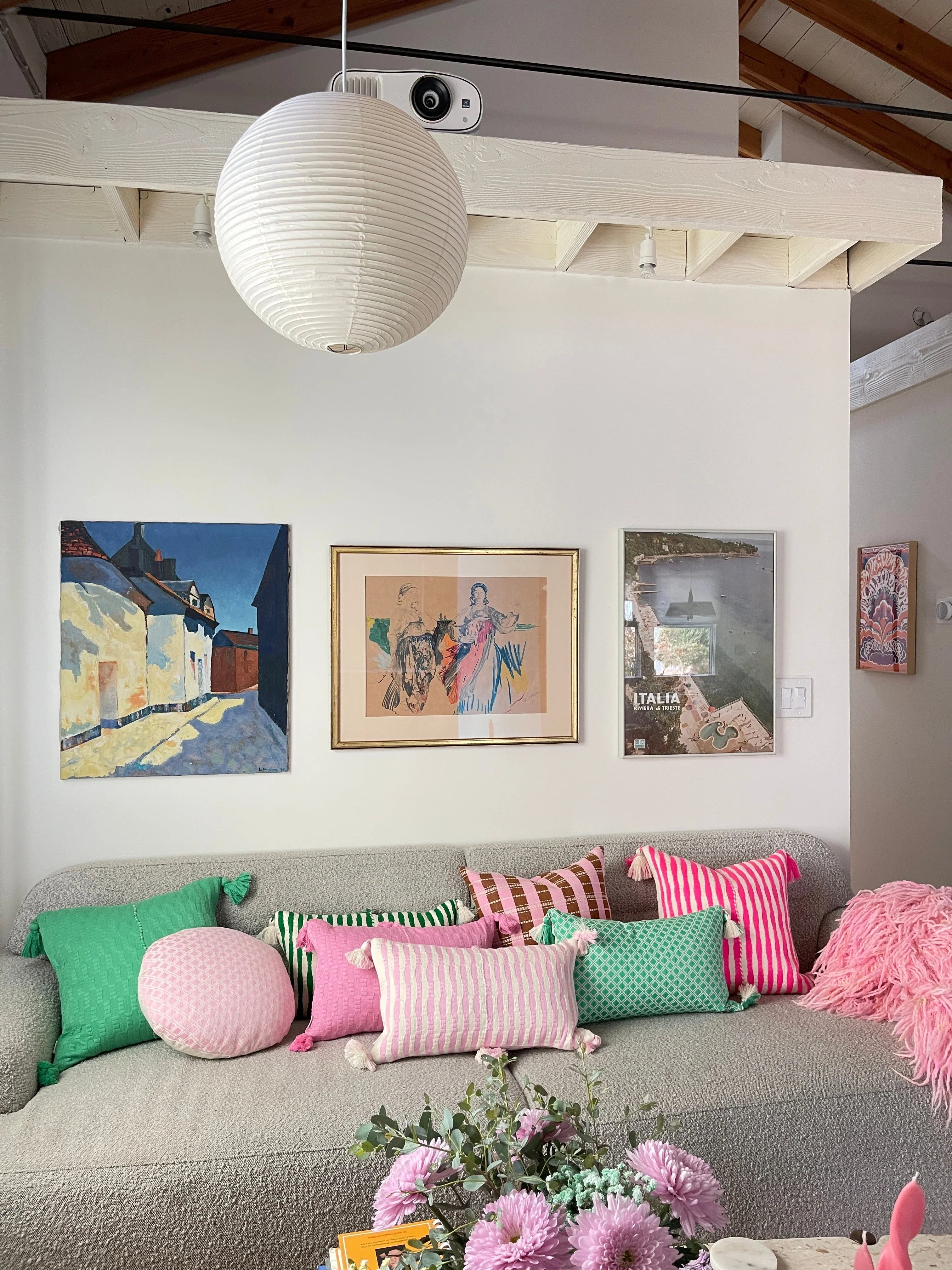 Antigua Pillow - Neon Pink and Yellow Archive New York