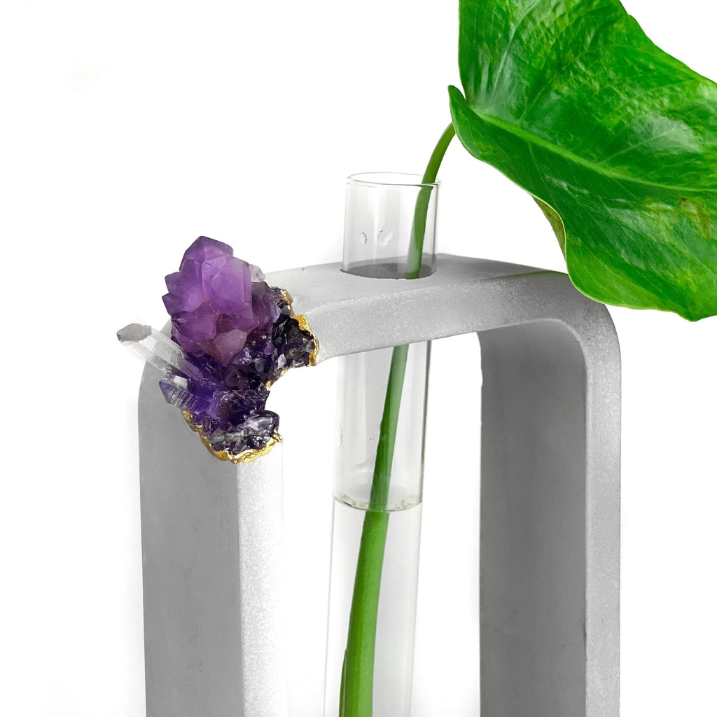 Purple glass propagation station, self-watering planter - House of Avana