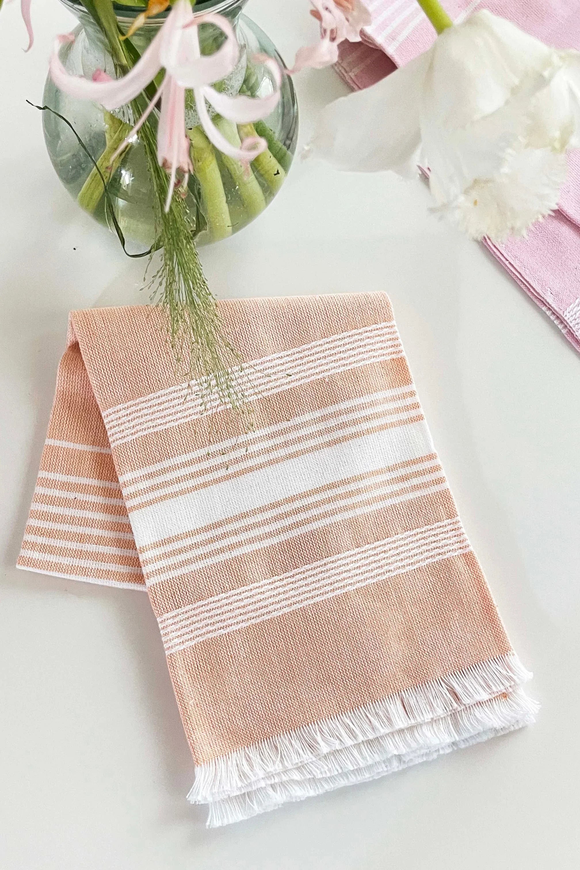 Peach Chambray Kitchen Towel Archive New York