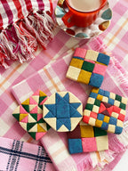 Backordered: Abigail Plaid Party Napkin in Bubblegum and Peach Archive New York