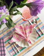 Backordered: Abigail Plaid Party Napkin in Bubblegum and Peach Archive New York