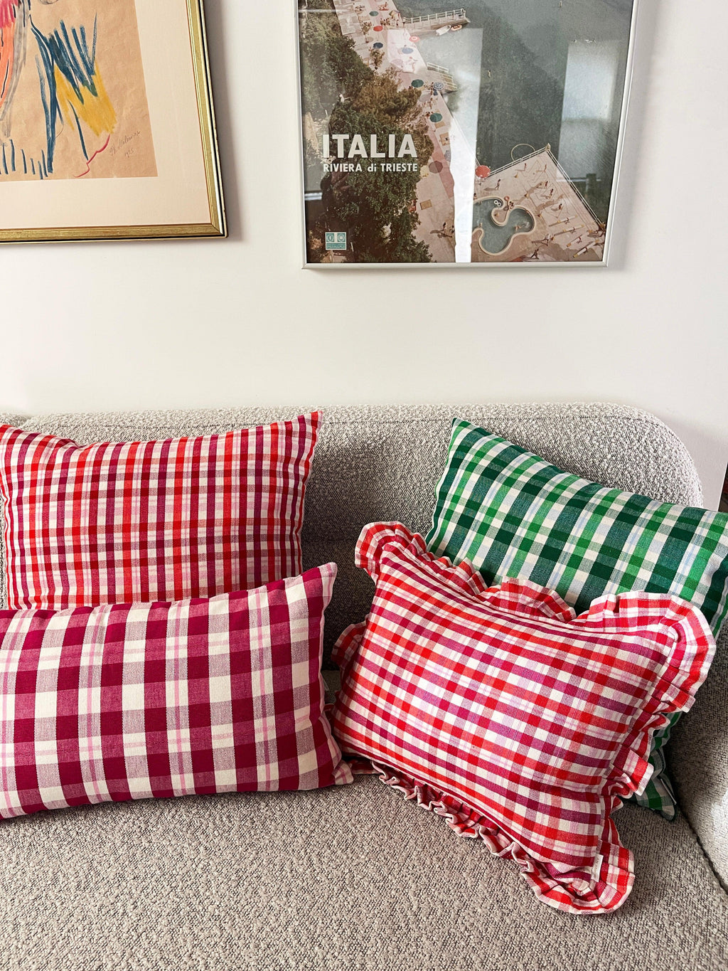 Abigail Cranberry Plaid Pillows Archive New York