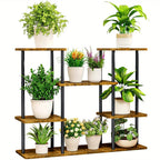 Plant Stand Indoor Corner Tiered Metal Plant Organizer 4 Tier 10 Pot Ladder Flower Holder Display Multiple Plants for Window Garden Balcony Living Room, Black, Utility Racks House Of Avana [[SKU:HOA-PLN-010]]