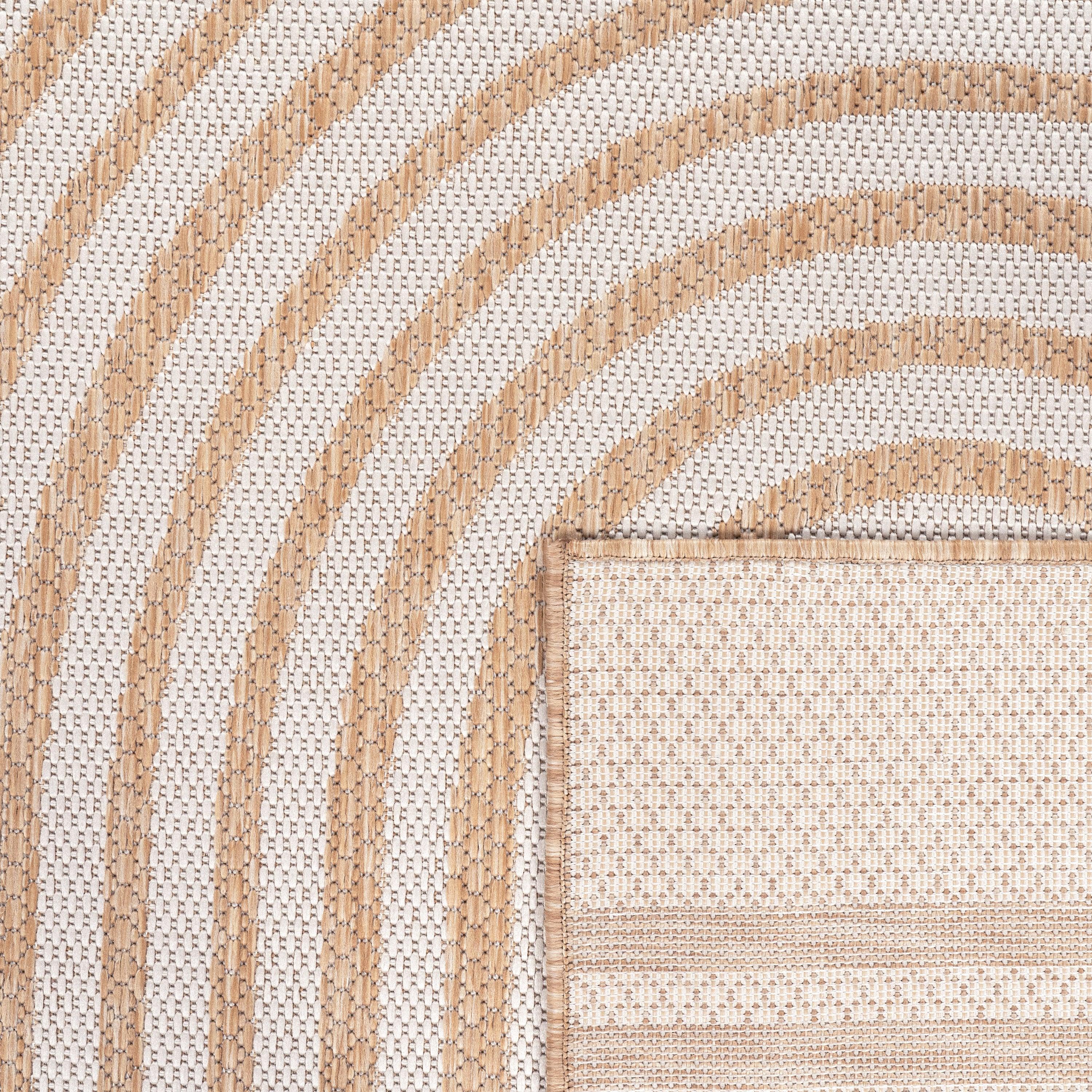 In- & Outdoor Rug Captera with Minimalistic Line Pattern in Nature Beige RugYourHome