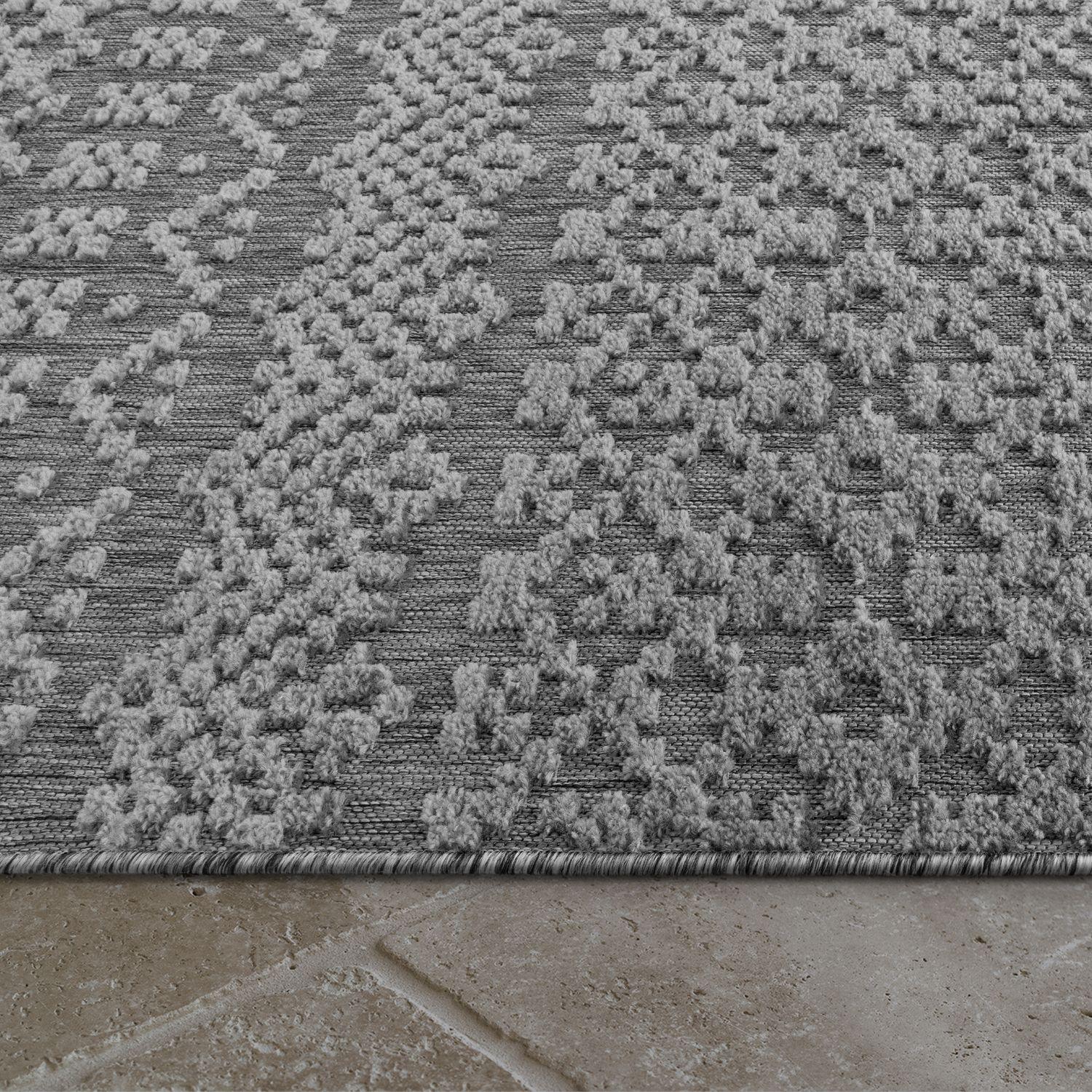 In- & Outdoor Rug Marrakesh High/Low Effect Trellis in Anthracite RugYourHome