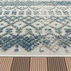 In- & Outdoor Rug Marrakesh High/Low Effect Trellis in Turquoise Cream RugYourHome