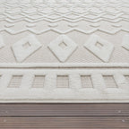 Indoor Outdoor Rug Livorno Geometric Trellis Pattern In Cream RugYourHome