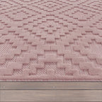 Indoor Outdoor Rug Livorno Trellis High-Low Pattern In Pink RugYourHome