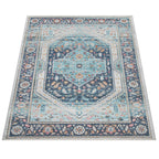 Indoor & Outdoor Rug Torres Oriental Design - Blue Multi, back view - House Of Avana