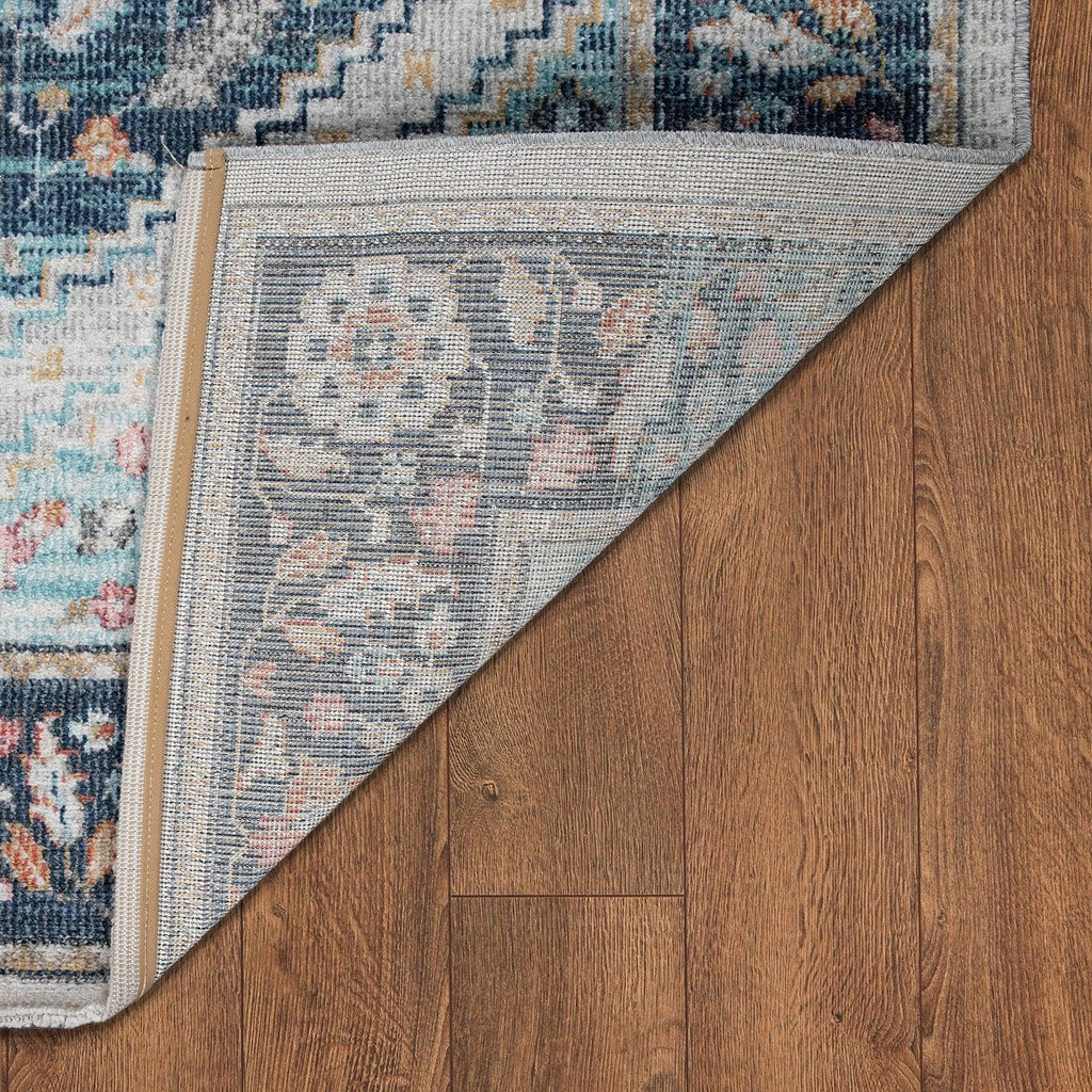 Indoor & Outdoor Rug Torres Oriental Design - Blue Multi, side view - House Of Avana