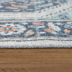 Indoor & Outdoor Rug Torres Oriental Design - Blue Multi, angled view - House Of Avana