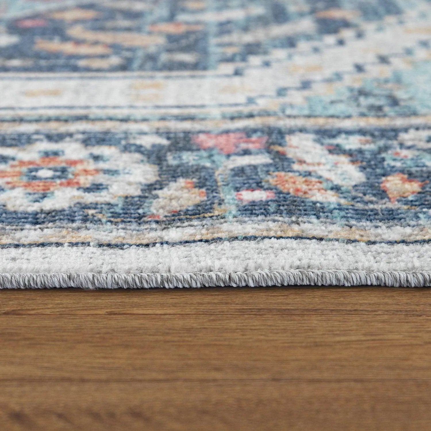 Indoor & Outdoor Rug Torres Oriental Design - Blue Multi, angled view - House Of Avana