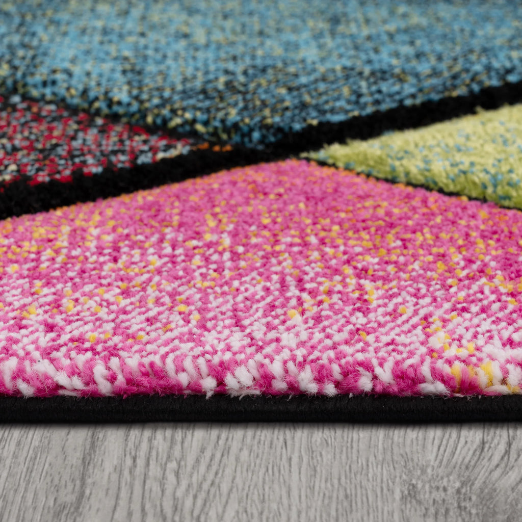 Colorful Area Rug Smaragd Checkered With Multicolor Diamonds RugYourHome
