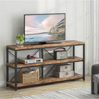 Industrial 55-inch Wood Shelf Console Sofa Table with Sturdy Black Metal Frame