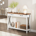 Industrial Farmhouse Entryway Table - Console Table with 2 Drawers, Heavy-Duty Sofa Table, Scratch-Resistant, Easy Assembly, Living Room, Hallway, Foyer Furniture for Farmhouse, Modern, Traditional Decor - Space-Saving Narrow House Of Avana