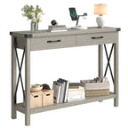 Industrial Farmhouse Entryway Table - Console Table with 2 Drawers, Heavy-Duty Sofa Table, Scratch-Resistant, Easy Assembly, Living Room, Hallway, Foyer Furniture for Farmhouse, Modern, Traditional Decor - Space-Saving Narrow House Of Avana