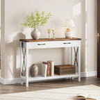 Industrial Farmhouse Entryway Table - Console Table with 2 Drawers, Heavy-Duty Sofa Table, Scratch-Resistant, Easy Assembly, Living Room, Hallway, Foyer Furniture for Farmhouse, Modern, Traditional Decor - Space-Saving Narrow House Of Avana