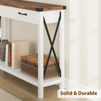 Industrial Farmhouse Entryway Table - Console Table with 2 Drawers, Heavy-Duty Sofa Table, Scratch-Resistant, Easy Assembly, Living Room, Hallway, Foyer Furniture for Farmhouse, Modern, Traditional Decor - Space-Saving Narrow House Of Avana
