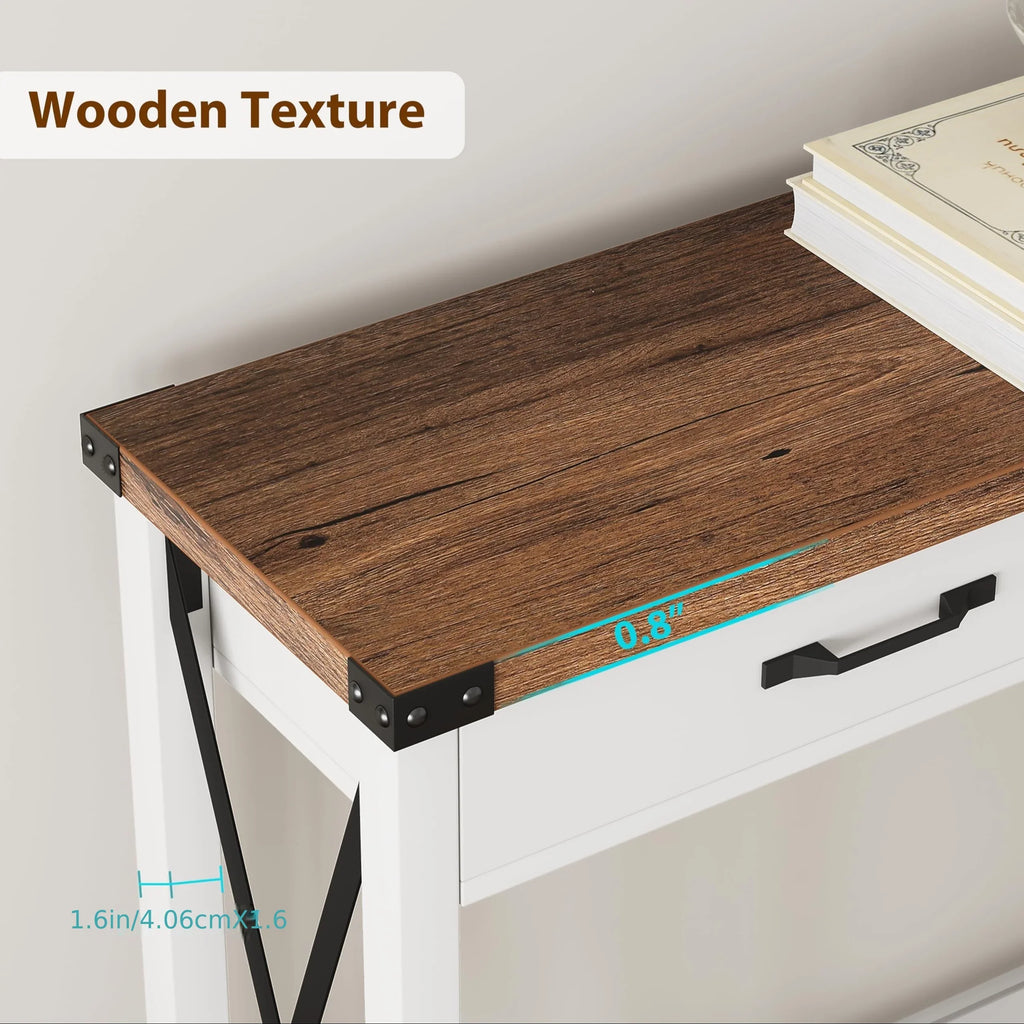 Industrial Farmhouse Entryway Table - Console Table with 2 Drawers, Heavy-Duty Sofa Table, Scratch-Resistant, Easy Assembly, Living Room, Hallway, Foyer Furniture for Farmhouse, Modern, Traditional Decor - Space-Saving Narrow House Of Avana