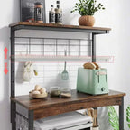 Industrial Kitchen Metal Wood Bakers Rack Microwave Cart with Storage Cabinet