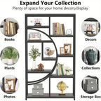 Bookshelf Industrial Tier Etagere Bookcase, Freestanding Tall Bookshelves Display Shelf Storage... - House Of Avana