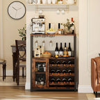 [Industrial Wine Bar Cabinet] 3-Tier Industrial Wine Bar Cabinet with Detachable 12-Bottle Rack | Adjustable Glass Holder, Mesh Door Storage, Metal Sideboard Buffet Cabinet with Shelves, Drawer - Easy Assembly for Home Bar, K House Of Avana