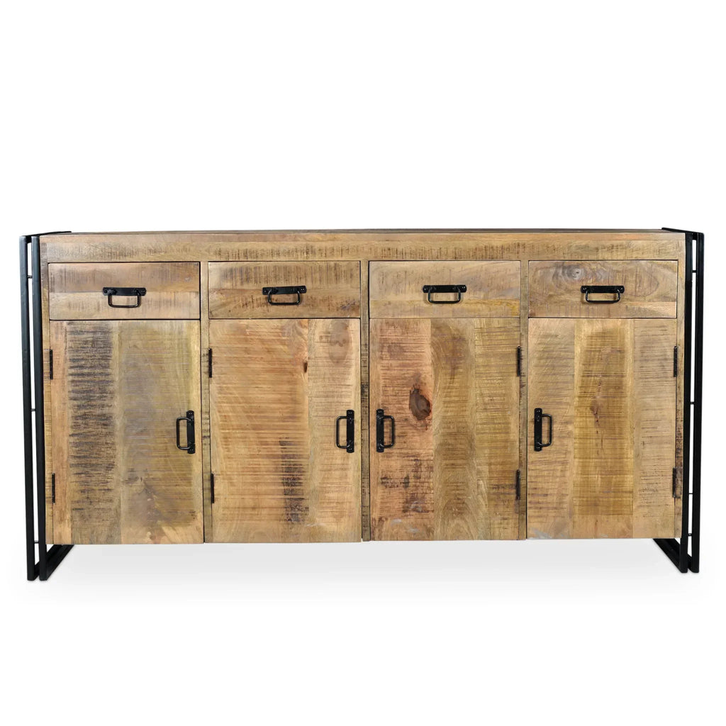 Industrial Reclaimed Wood 4 Door 4 Drawer Sideboard