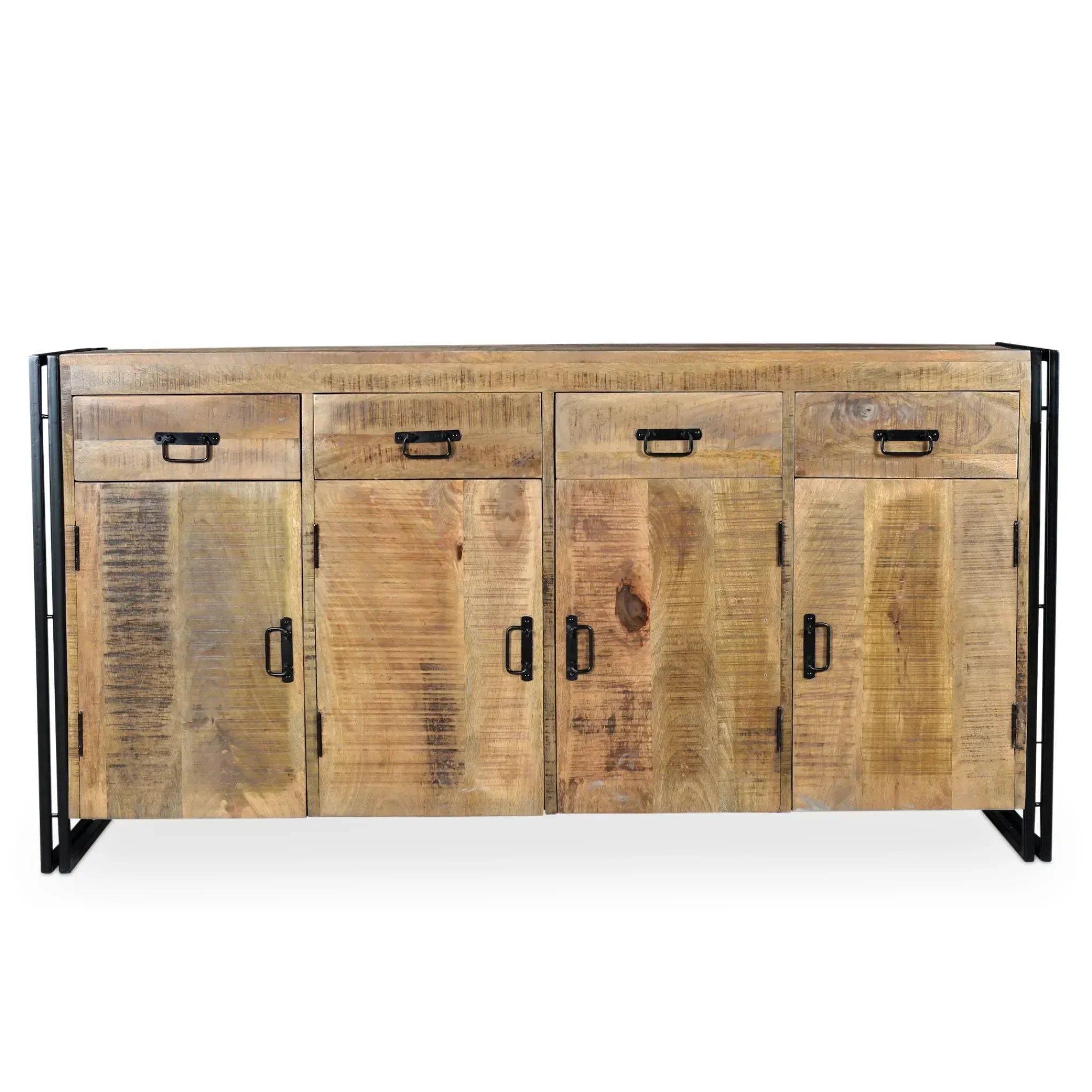 Industrial Reclaimed Wood 4 Door 4 Drawer Sideboard