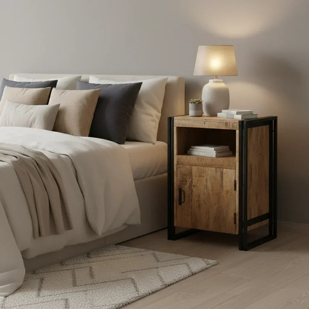 Industrial Reclaimed Wood and Iron Side Table
