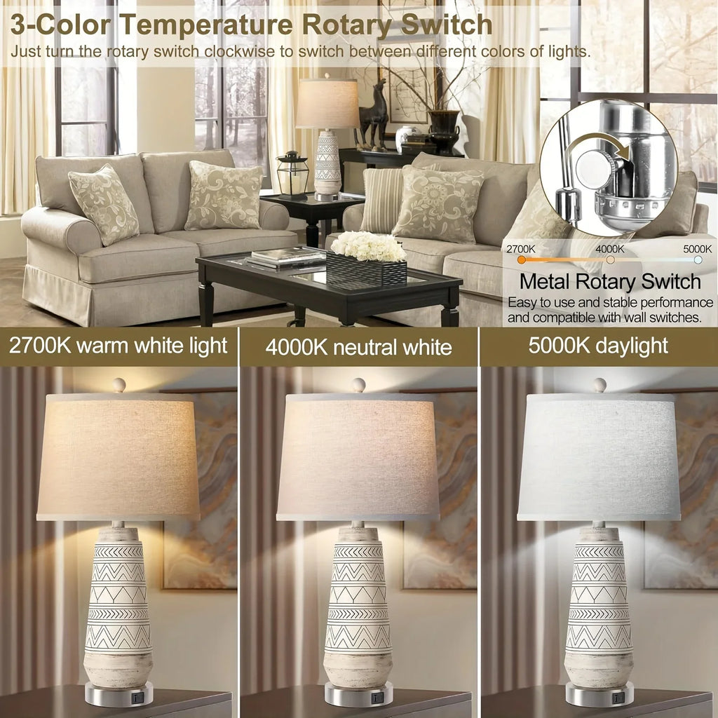 Set of 2 Farmhouse Table Lamps with Touch Control - House Of Avana