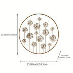 Iron Floral Wall Art with Golden Accents and White Flowers, alternate view - House Of Avana