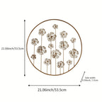 Iron Floral Wall Art with Golden Accents and White Flowers, alternate view - House Of Avana [[SKU:HOA-WAL-044]]