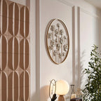 Iron Floral Wall Art with Golden Accents and White Flowers, side view - House Of Avana [[SKU:HOA-WAL-044]]