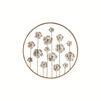 Iron Floral Wall Art with Golden Accents and White Flowers, angled view - House Of Avana [[SKU:HOA-WAL-044]]
