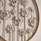 Iron Floral Wall Art with Golden Accents and White Flowers, front view - House Of Avana [[SKU:HOA-WAL-044]]