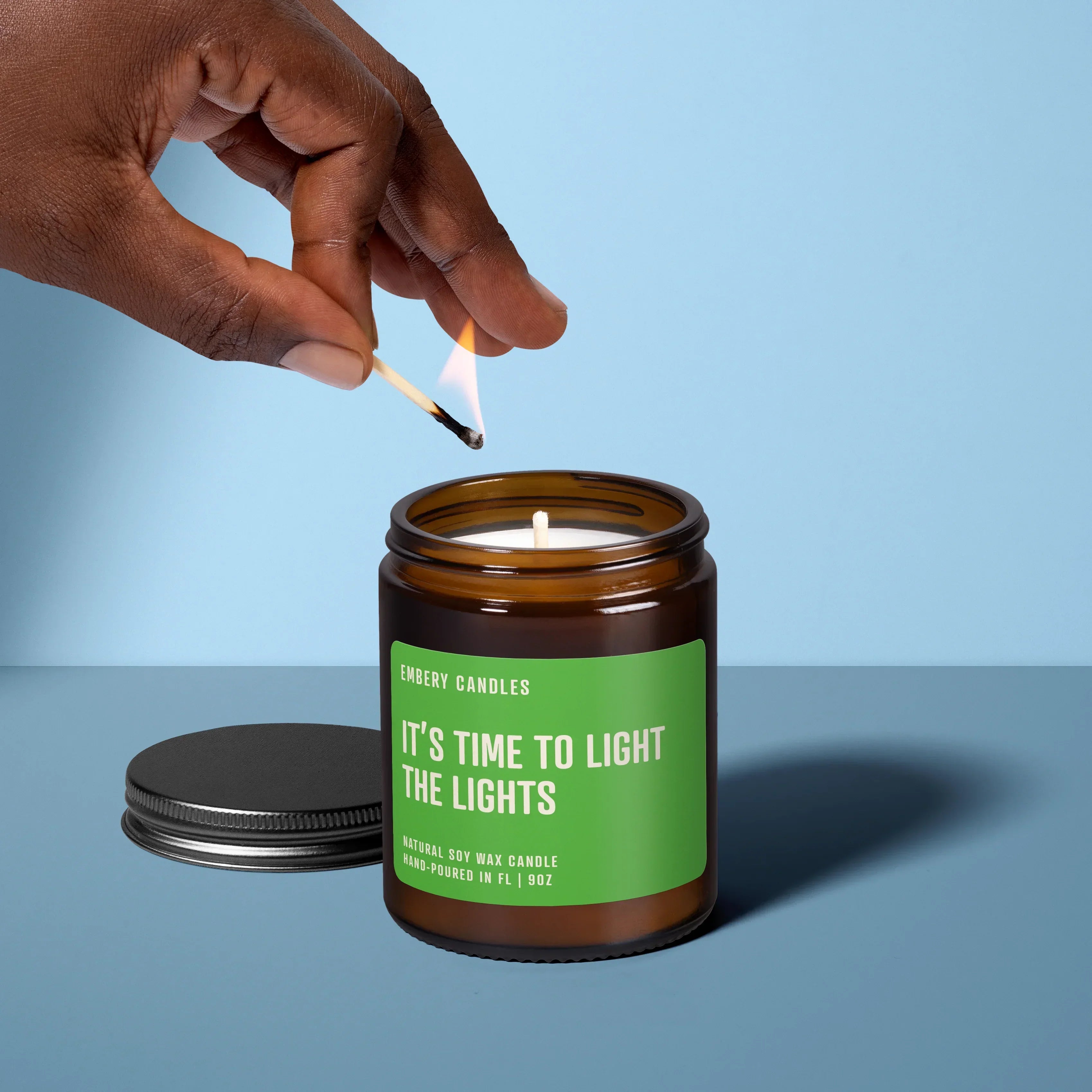 It's Time to Light the Lights | Soy Wax Scented Candle, back view - House Of Avana